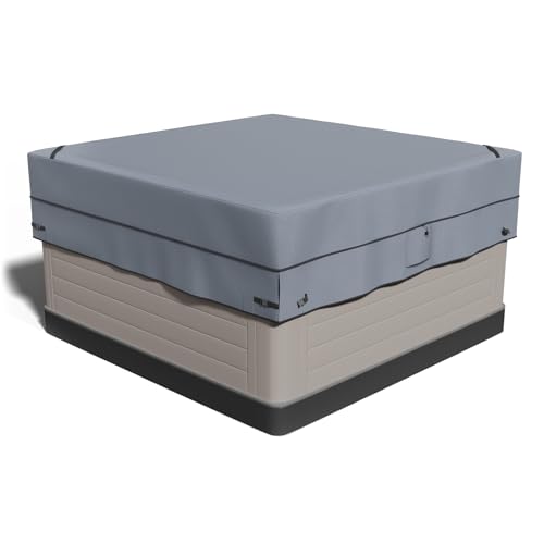 AKEfit Outdoor Waterproof and Weatherproof Hot Tub Cover 85 x 85 inch fit 84 x 84 or 83 x 83 or 82 x 82 or 7 ft x 7 ft Square SPA 600D Heavy Duty Cover Protectors Protective Cover Cap - Image 1