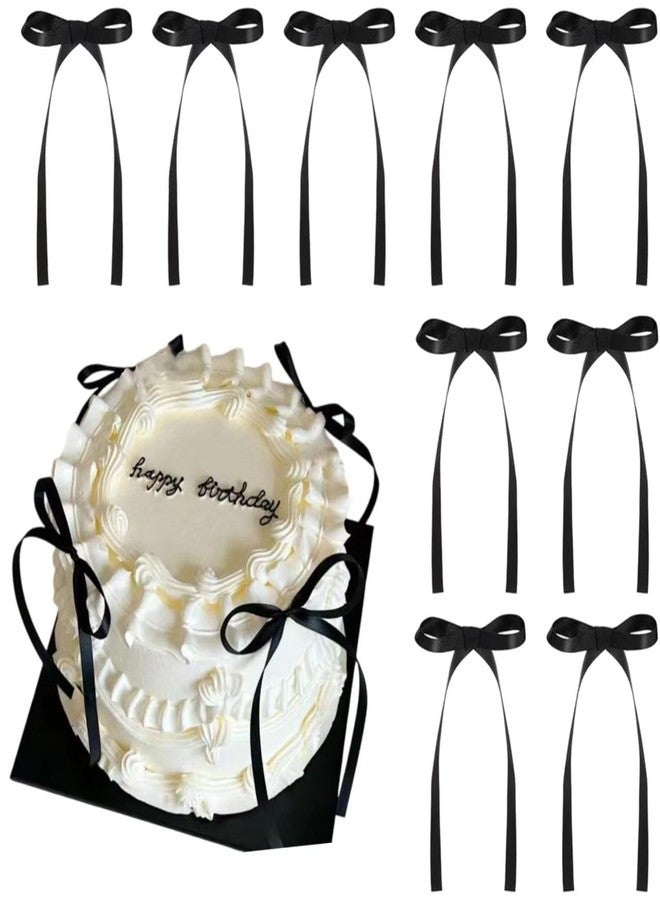 Etwgbaby 20 Pack Black Bow Cupcake Toppers Pretied Ribbon Bow Cake Ready to Use for Birthday Bridal Wedding Baby Shower Graduation Party Dessert Display Decorations Supplies - Image 1