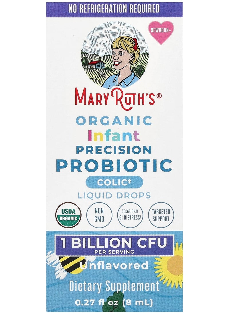 Organic Infant Precision Probiotic, Liquid Drops, Newborn+, Unflavored , 1 Billion CFU, 0.27 fl oz (8 ml)