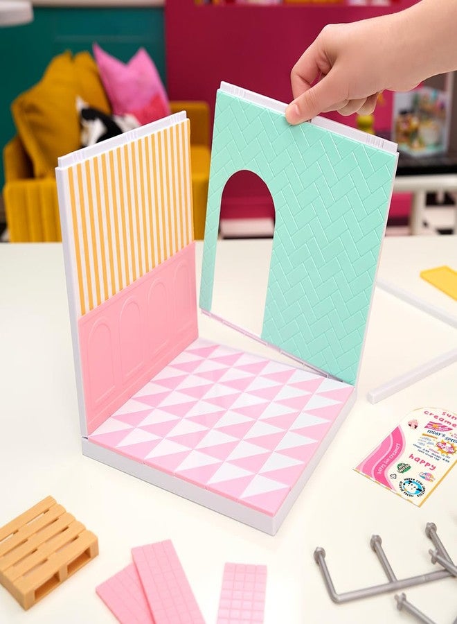 MGA's Miniverse MGA’s Miniverse Make It Mini Spaces Starter Pack Pink, Buildable Custom Scene with Panels, Floor, Furniture, Wallpaper, Surprise Ingredients, NFC Card & Display, Ice Cream & Pizza Shop Themes- 566212 - Image 3