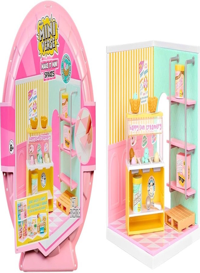 MGA's Miniverse MGA’s Miniverse Make It Mini Spaces Starter Pack Pink, Buildable Custom Scene with Panels, Floor, Furniture, Wallpaper, Surprise Ingredients, NFC Card & Display, Ice Cream & Pizza Shop Themes- 566212 - Image 1