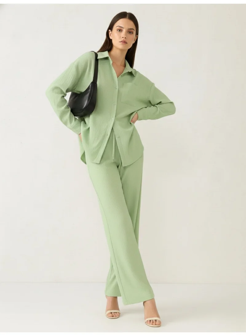 أوجيدر Green Oversized Shirt & Pant Co-Ord Set
