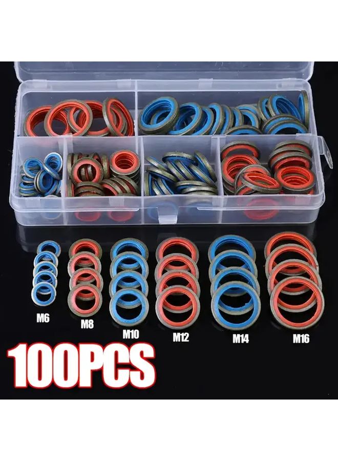100Pcs Universal Oil Drain Plug Gasket Set M6 To M16 Rubber And Metal Crush Washers Kit Leak Proof Engine Seal Replacement For Car Truck Motorcycle - Image 4