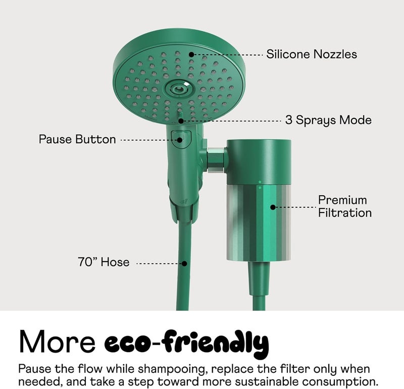 Sproos! - Handheld Showerhead with Filter Set, High Performance Filtration System for Healthier Hair and Skin, Extra Long 70 Inch Hose, 3 Customized Spray Functions, Pink - Image 4