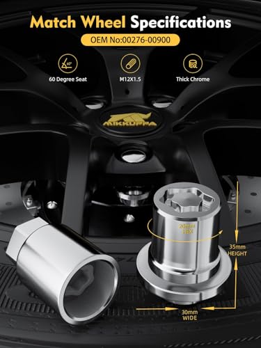 MIKKUPPA Wheel Lock Lug Nuts Set M12x1.5 Anti Theft Replacement for 2003-2022 Toyota Camry, 2008-2022 Highlander, 2002-2023 Lexus RX350 IS250 ES350 NX200T OEM:00276-00900 - Image 3