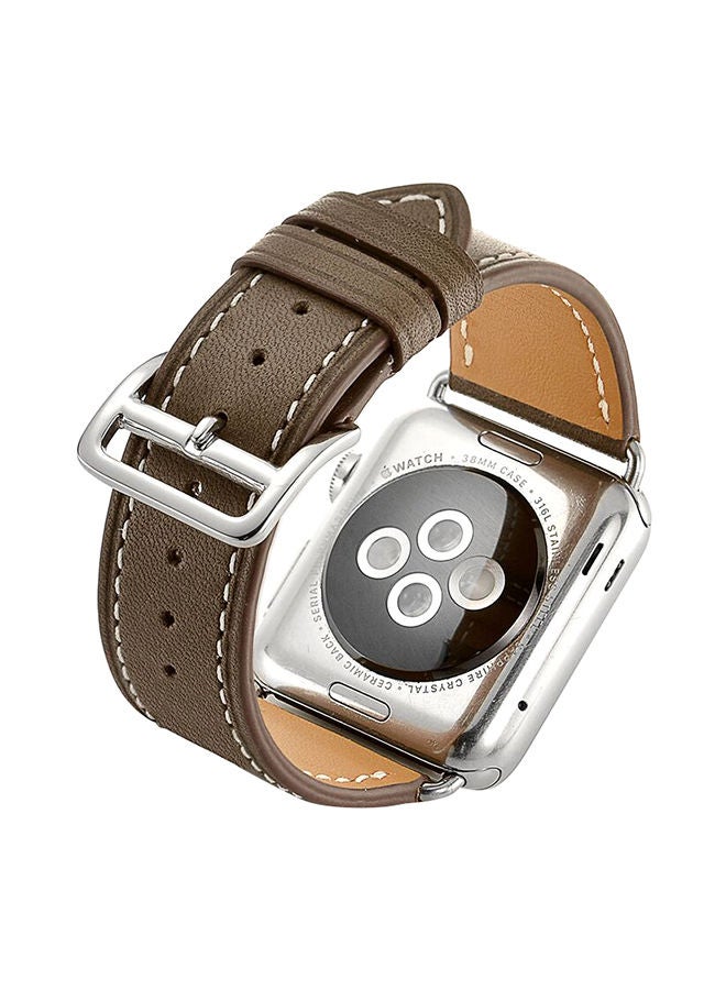 NIBEMINENT Official Genuine Leather Smartwatch Band Light Brown - Image 3