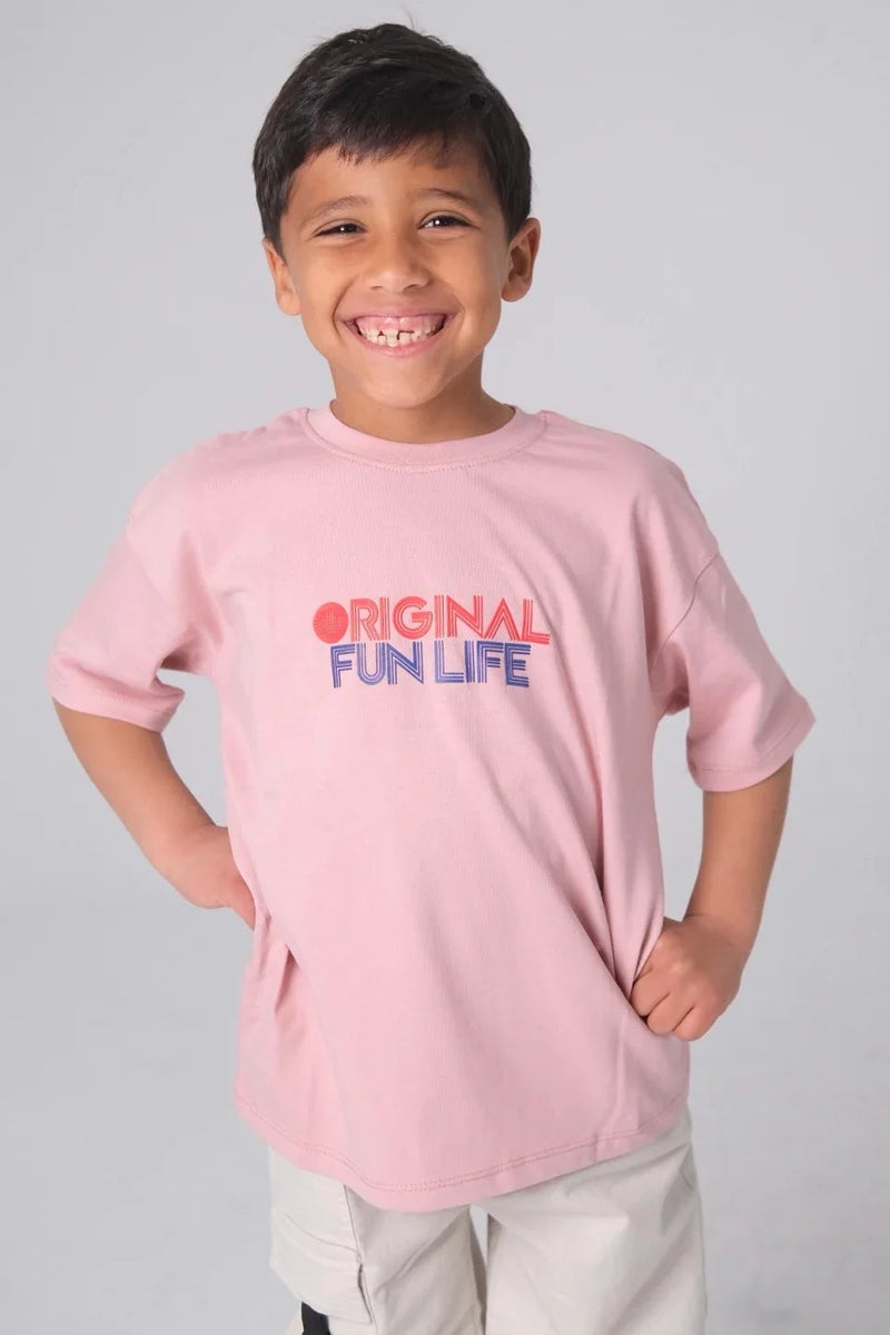 بلاي مور للجنسين "ORIGINAL FUN LIFE" Short-Sleeved تيشيرت – Dusty وردي - Image 1