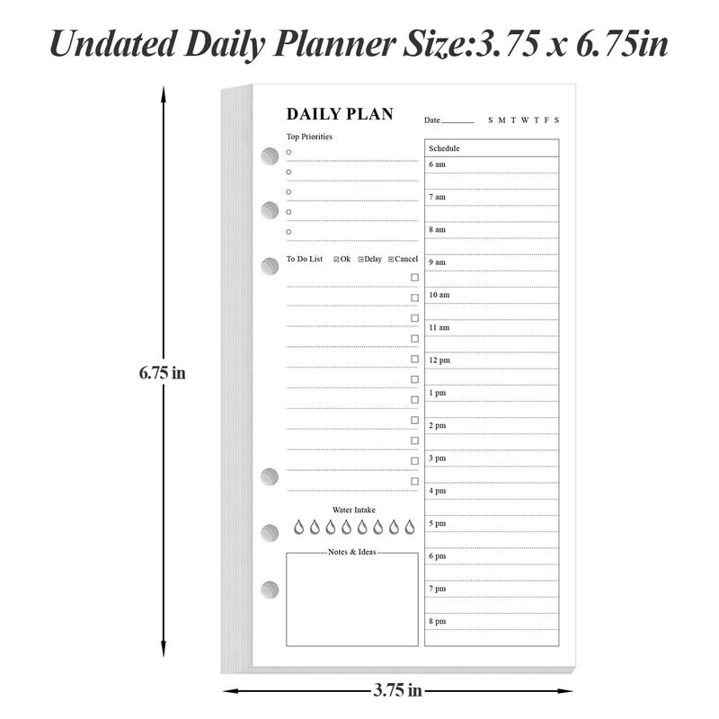 Yaridar (2-Pack) A6 Undated Daily Planner Refill - To Do List for Filofax Personal Binders, 160 Sheets/320 Pages Planner and Lined Refill, 6-Hole Punched, 3.75" x 6.75" - Image 5