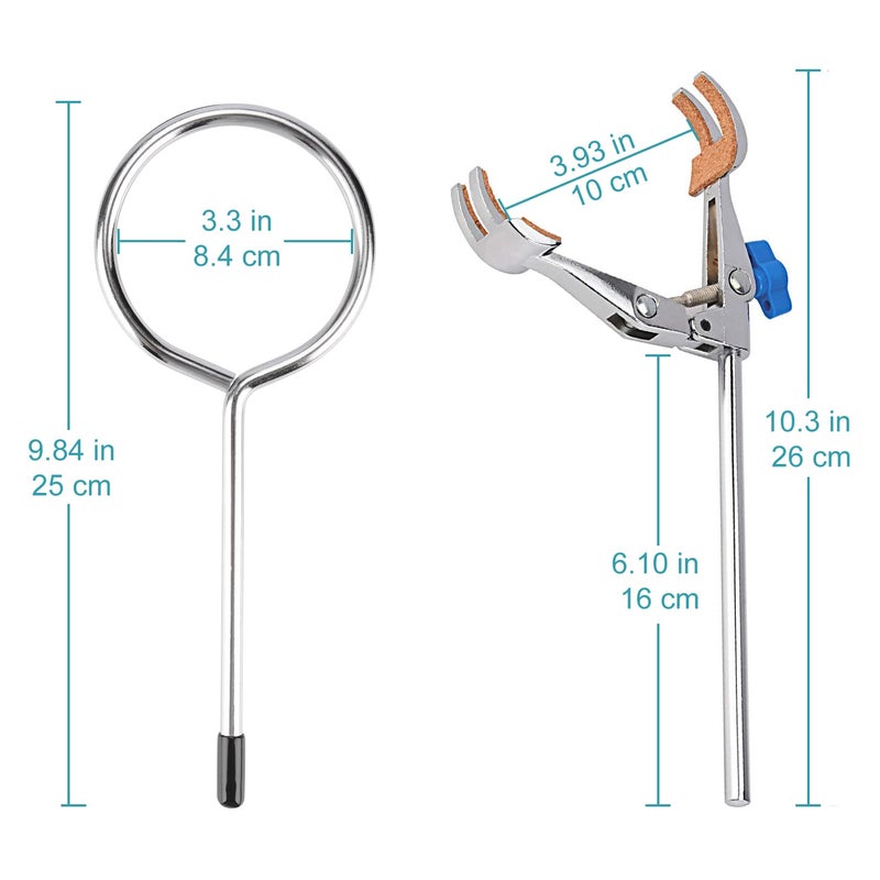 stonylab Lab Stand Set, Steel Support Stand with Rod (22.4 inch L), 4-Prong Swivel Clamp, Retort Ring and 2 Boss Heads for Laboratory - Image 4