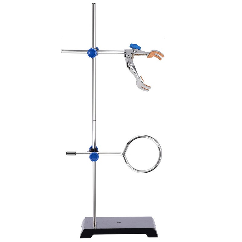 stonylab Lab Stand Set, Steel Support Stand with Rod (22.4 inch L), 4-Prong Swivel Clamp, Retort Ring and 2 Boss Heads for Laboratory - Image 5