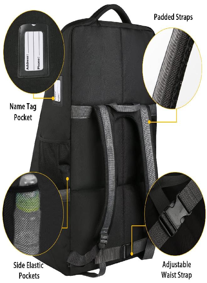 Yorepek Padded Car Seat Travel Backpack Bag,Durable Large Backpack for Car Seats,Airport Gate Check Bag,Carseat Carrier Bag,Infant Seat Travel Bag with Padded Shoulder Strap,Travel Carseat Cover,Black - Image 3