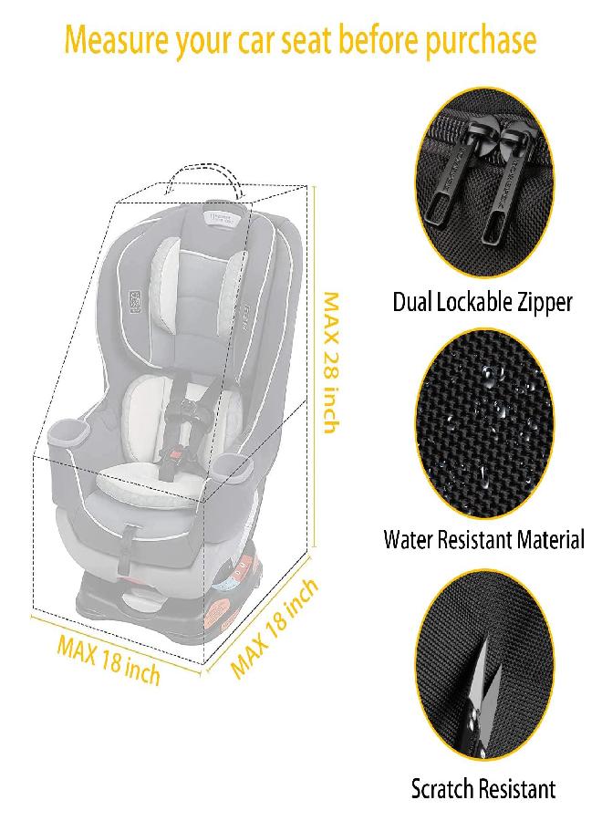 Yorepek Padded Car Seat Travel Backpack Bag,Durable Large Backpack for Car Seats,Airport Gate Check Bag,Carseat Carrier Bag,Infant Seat Travel Bag with Padded Shoulder Strap,Travel Carseat Cover,Black - Image 2