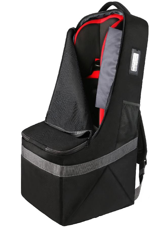Yorepek Padded Car Seat Travel Backpack Bag,Durable Large Backpack for Car Seats,Airport Gate Check Bag,Carseat Carrier Bag,Infant Seat Travel Bag with Padded Shoulder Strap,Travel Carseat Cover,Black - Image 5
