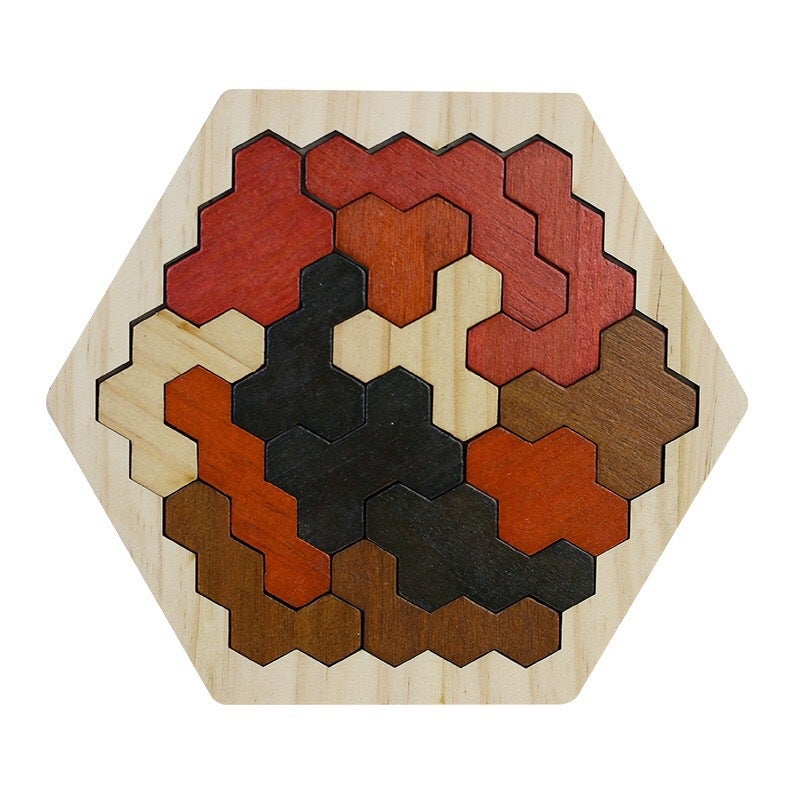 Wooden Hexagonal Variable Building Blocks Puzzle Puzzle Children'S Early Education Puzzle Fun Jigsaw Puzzle Toys - Image 1