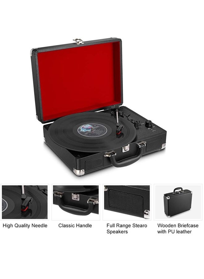 مشغل أسطوانات فونوغراف كلاسيكي عتيق بتقنية بلوتوث مع نظام ستيريو مدمج لأسطوانات الفينيل - مشغل محمول بثلاث سرعات (33/45/78 دورة في الدقيقة)، تشغيل عبر منفذ USB وبلوتوث لاسلكي، مدخل AUX، ومخرج RCA - مثالي للمنزل، الاستوديو، المقهى، المكتبة، المطعم، أو الفندق - تصميم عتيق، غلاف متين من الجلد الصناعي، مشغل أسطوانات أنيق ونحيف بلمسة جمالية كلاسيكية - مثالي لعشاق الفينيل، ومحبي الموسيقى، ولمسة عتيقة مميزة. - Image 4
