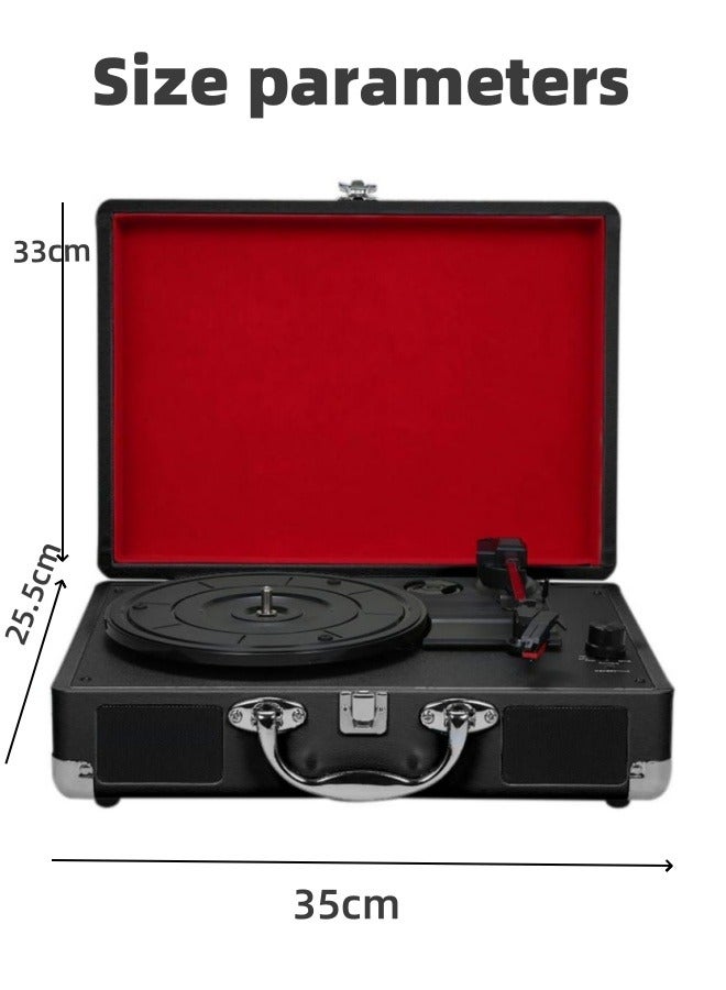 Bluetooth Speaker Retro Phonograph Gramophone Vinyl Record Player Classic Turntable Playback Built-in Stereo Speaker 33/45/78 RPM (Black) - Image 2
