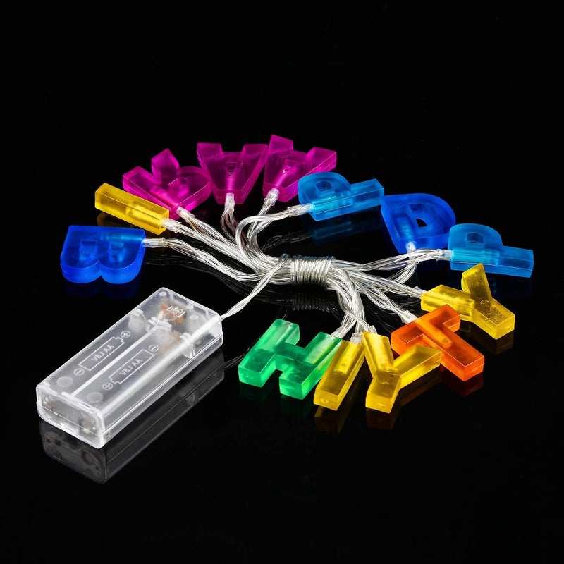 Lomesh Happy Birthday Lights 13 LED Letter Battery Operated String Lights Birthday Party Decor Supplies Hanging Decorations for Indoor Home House Christmas Multicolor - Image 2