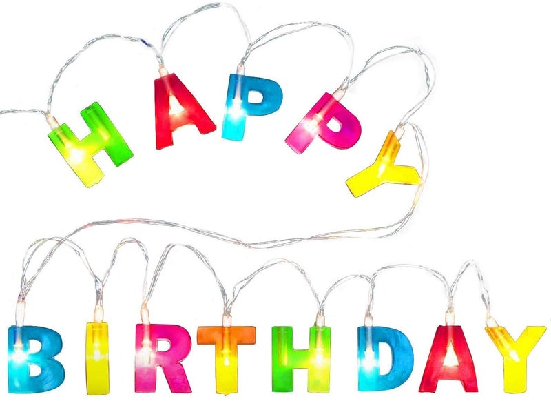 Lomesh Happy Birthday Lights 13 LED Letter Battery Operated String Lights Birthday Party Decor Supplies Hanging Decorations for Indoor Home House Christmas Multicolor - Image 4