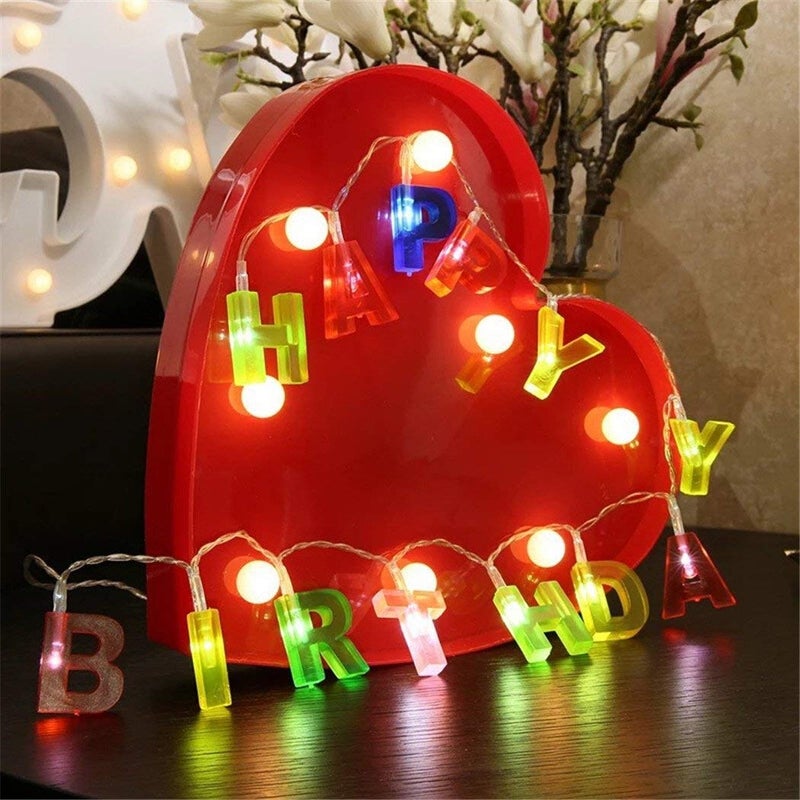 Lomesh Happy Birthday Lights 13 LED Letter Battery Operated String Lights Birthday Party Decor Supplies Hanging Decorations for Indoor Home House Christmas Multicolor - Image 5