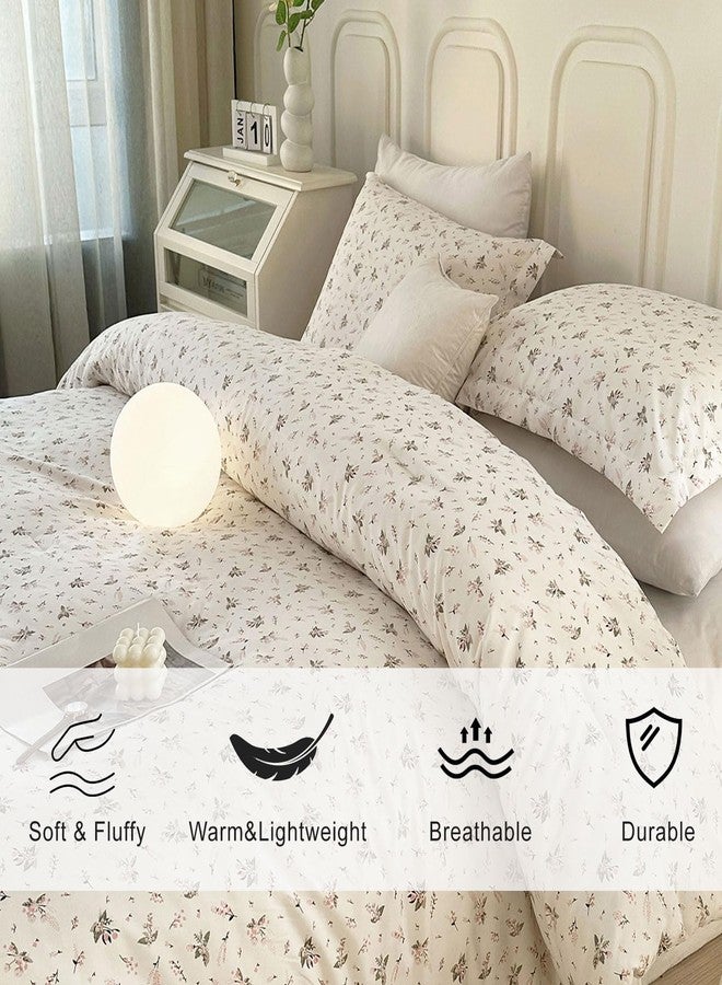 EAVD Girls Pink Floral Twin XL Comforter Set Boho Soft Washed Microfiber Bedding Set 1 Cute Floral Comforter and 2 Pillowcases Chic Vintage Garden Botanical Pattern - Image 4