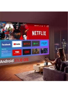 باينتيك باينتيك جهاز عرض U80 نيتيف 1920 * 1080 DLP واي فاي، جهاز عرض صغير FHD يدعم 3D، اندرويد 11.0، شاشة كبيرة 300 انش، بطارية 15000mAh، جهاز عرض محمول للافلام المنزلية والخارجية  - Image 2