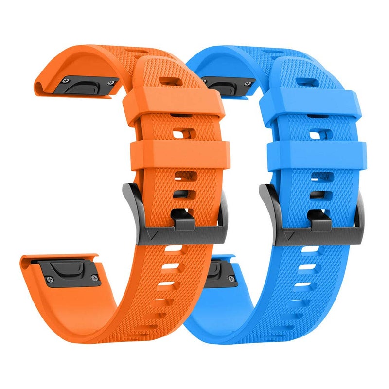 ANCOOL حزام ساعة ANCOOL لـ Fenix 7X/Fenix 6X/Fenix 5X/Fenix 8 مقاس 51 مم حزام Quickfit مقاس 26 مم متوافق مع Fenix 6X Pro/7X Pro/5X Plus/3/Descent MK 2/2i/MK 3 ساعة ذكية مقاس 51 مم (برتقالي/أزرق) - Image 1