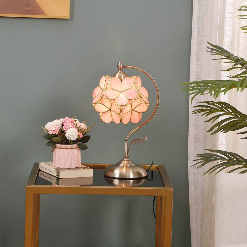 Bieye S10732 Tiffany Style Stained Glass Flower Petal Lampshade (Pink, 8" Cherry Blossom) - Image 3