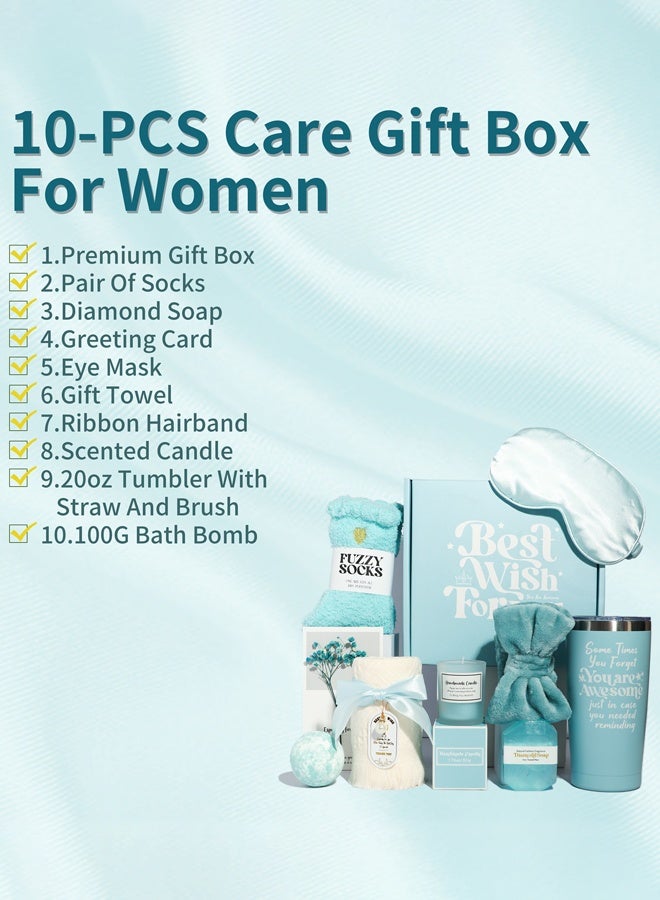 Hanayo Gift Set Gifts for Women Happy Birthday Gifts Basket for Women Spa Gift Set for Ladies 10 PCS Spa Gift Basket Set with Gift Box Relaxation Bath Gift Set for Wife and Best Friend(Blue) - Image 2