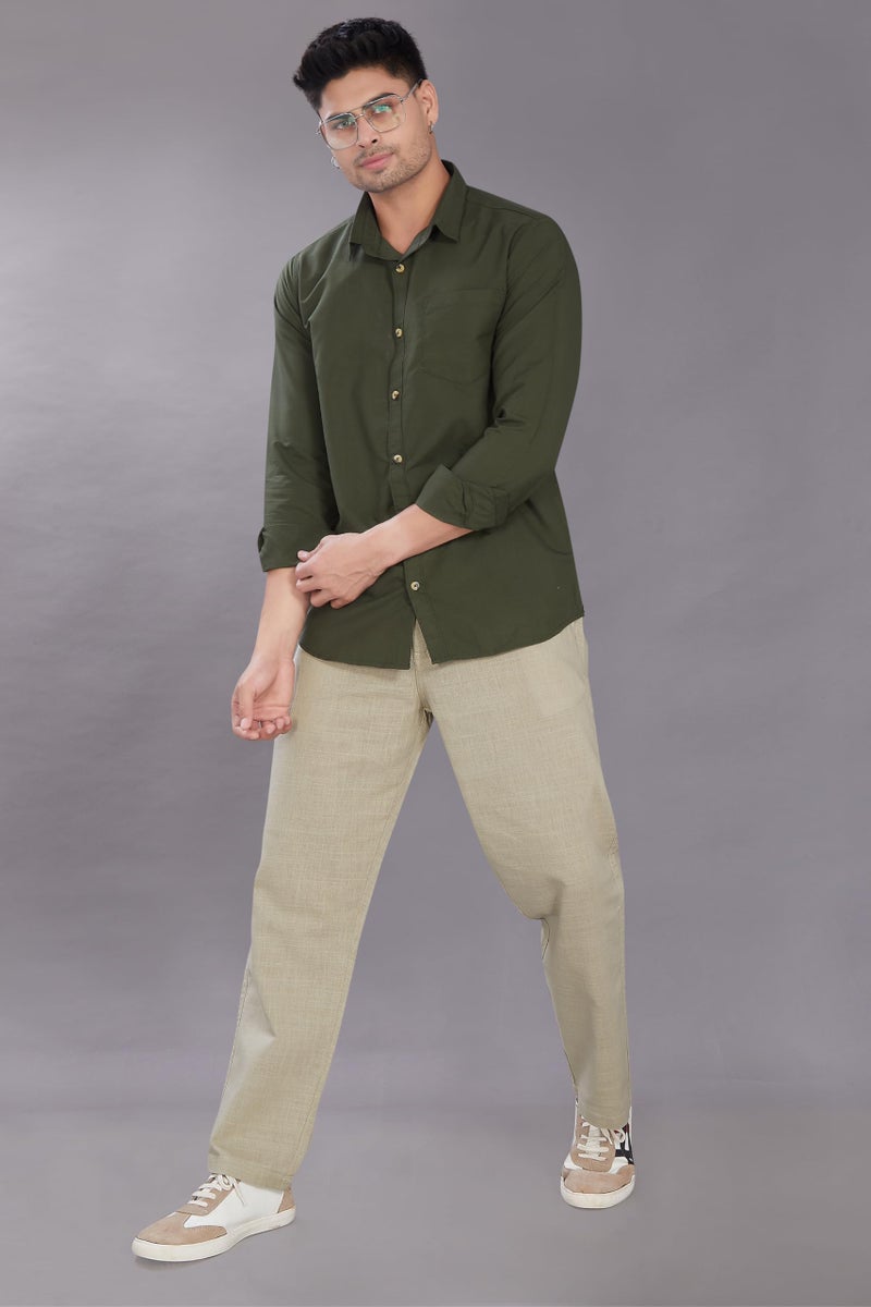 DIVISIVE Men's Relaxed Fit Cotton Linen Blend Trousers (DPT9_38_Ecru) - Image 2