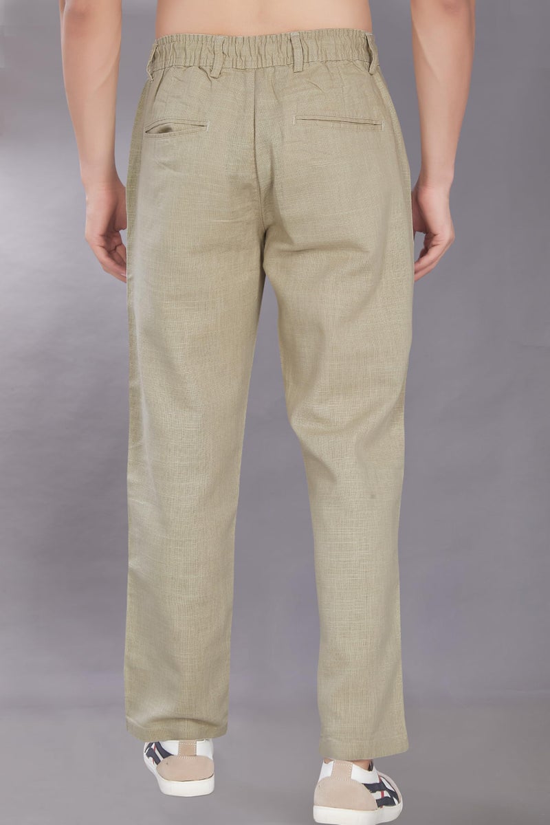 DIVISIVE Men's Relaxed Fit Cotton Linen Blend Trousers (DPT9_38_Ecru) - Image 5