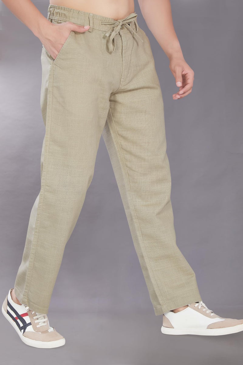 DIVISIVE Men's Relaxed Fit Cotton Linen Blend Trousers (DPT9_38_Ecru) - Image 4