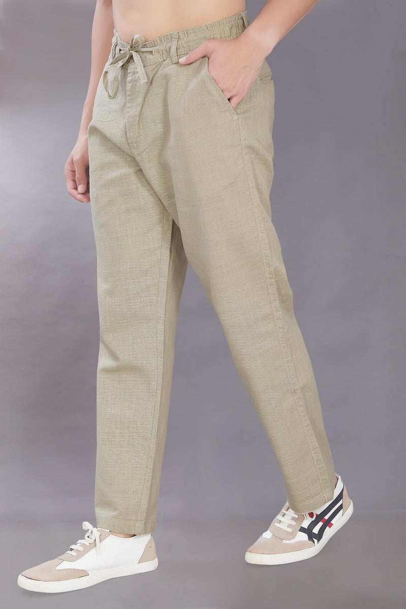 DIVISIVE Men's Relaxed Fit Cotton Linen Blend Trousers (DPT9_38_Ecru) - Image 3