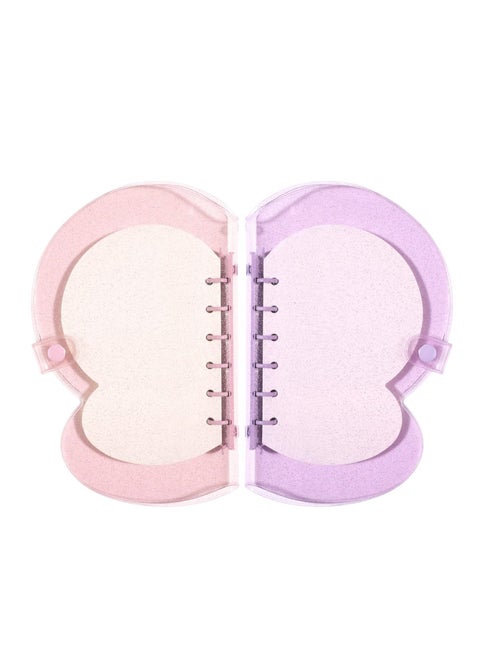 Refillable Notebook 2 Pcs PVC Clear 6 Ring Loose Leaf Folder with 160 Sheets Filler Blank Papers Personal Planner Round Binder Journal Butterfly Desgin