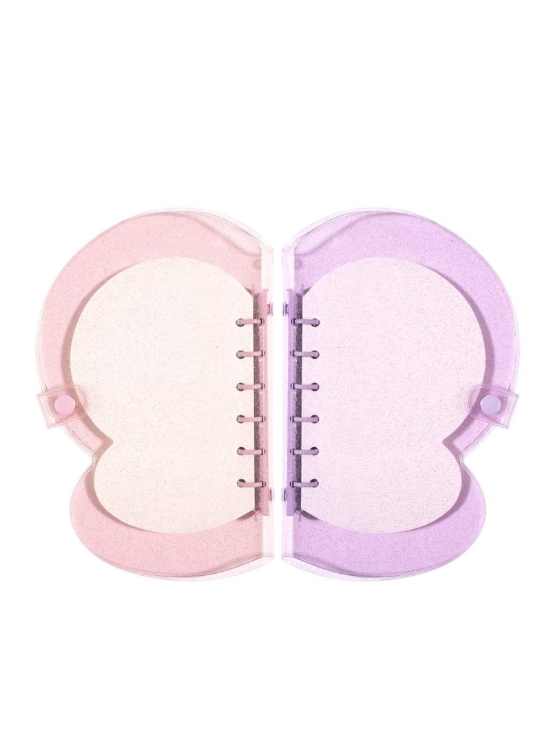 Y&D - Refillable Notebook 2 Pcs PVC Clear 6 Ring Loose Leaf Folder with 160 Sheets Filler Blank Papers Personal Planner Round Binder Journal Butterfly Desgin - Image 1