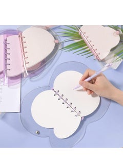 Y&D Refillable Notebook 2 Pcs PVC Clear 6 Ring Loose Leaf Folder with 160 Sheets Filler Blank Papers Personal Planner Round Binder Journal Butterfly Desgin  - Image 3