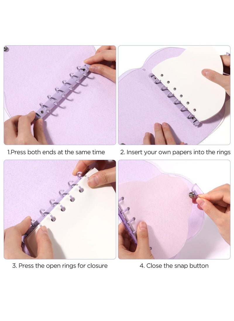 Y&D - Refillable Notebook 2 Pcs PVC Clear 6 Ring Loose Leaf Folder with 160 Sheets Filler Blank Papers Personal Planner Round Binder Journal Butterfly Desgin - Image 1