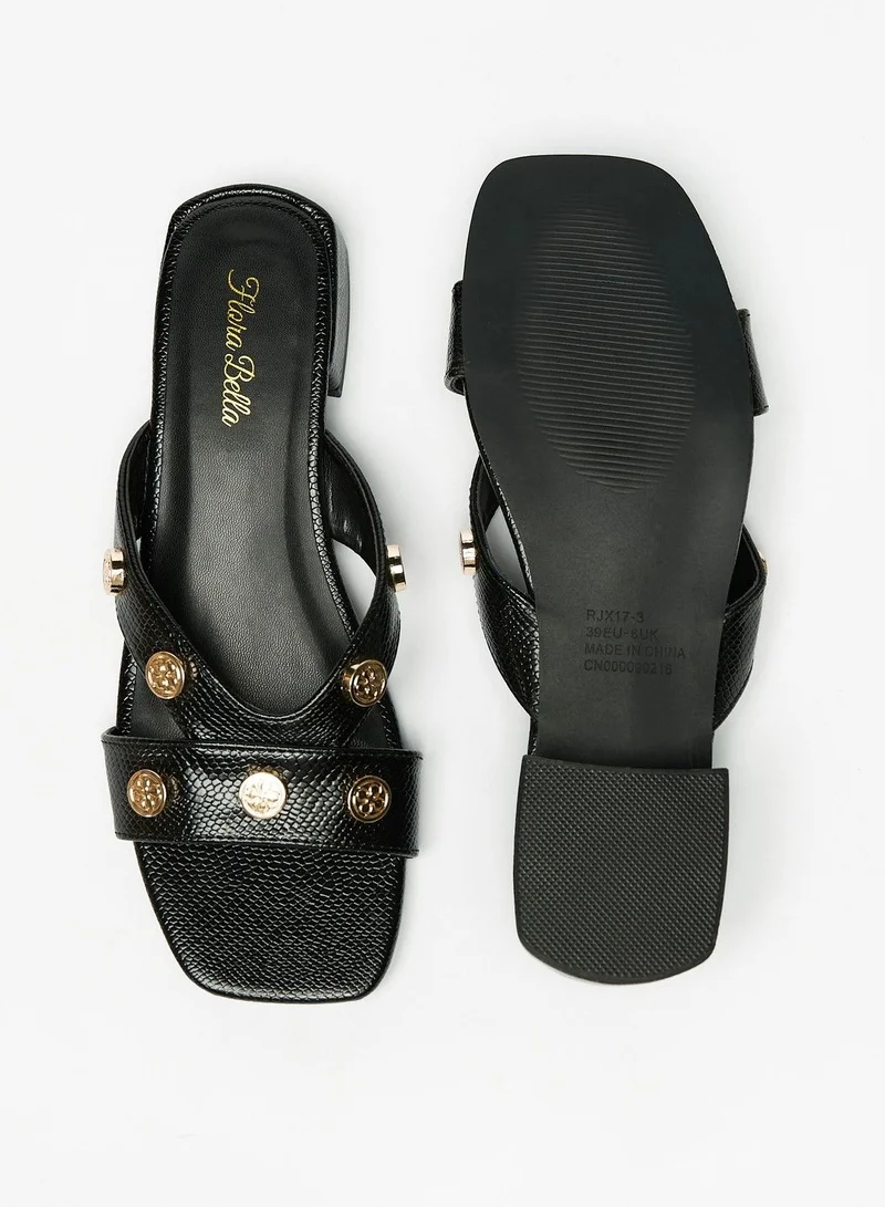 فلورا بيلا Metal Stud Embellished Strap Slide Sandals