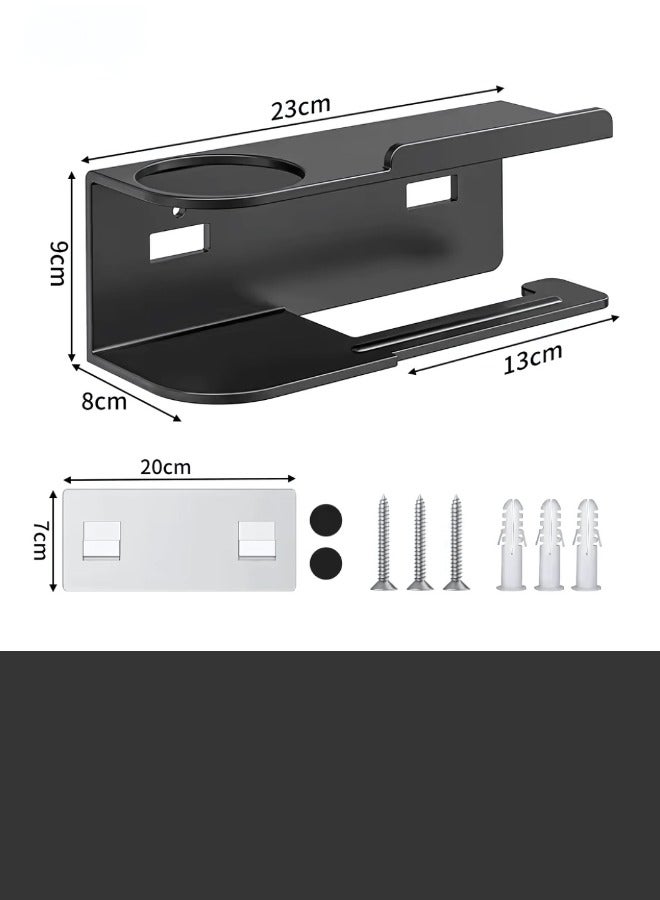 ATRI A paper towel holder for organizing and decorating bathrooms, it comes in a stylish black color with wall mounting hardware. - Image 4