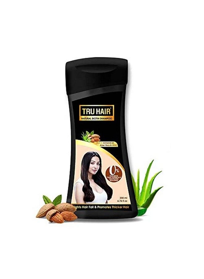 TRU HAIR - Biotin Shampoo With Almond Oil Vitamin E & Aloevera Gel For Healthy Thick Soft & Lustrous Hair | Contains 0% Parabens Silicones & Llps 200 Ml - Image 1