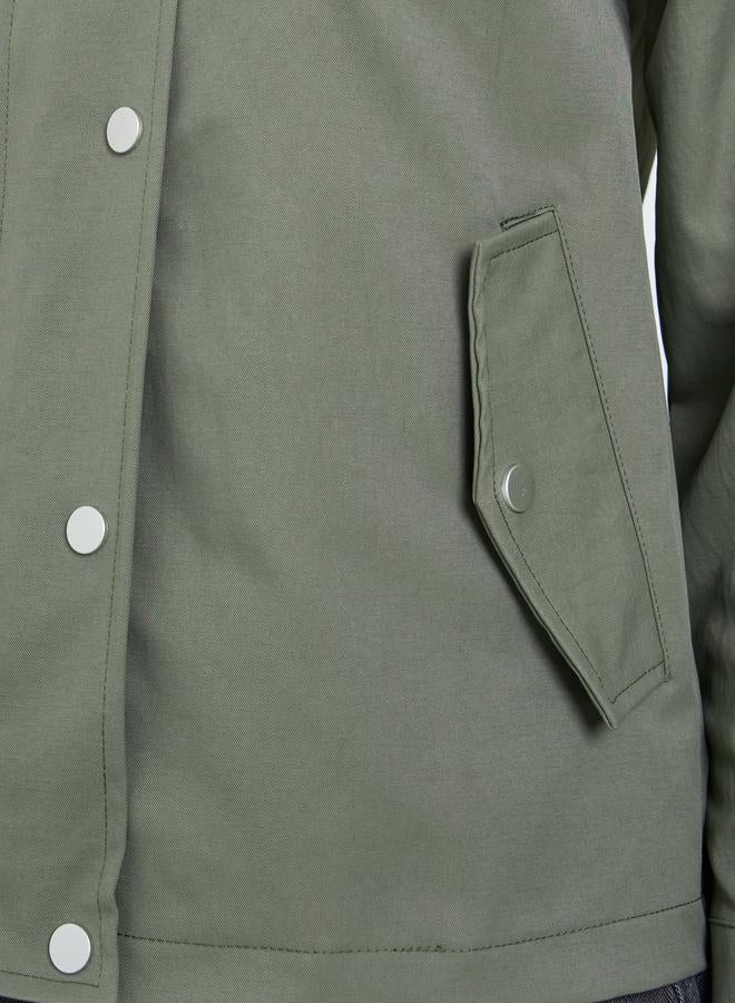Styli Green Regular Fit Button-Zip Jacket - Image 4