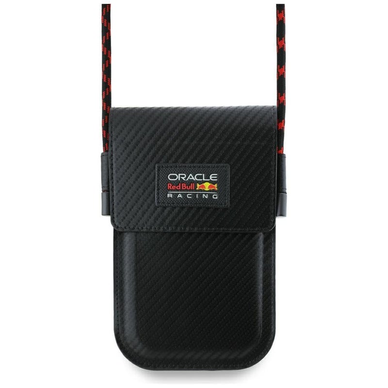 CG MOBILE REDBULL Racing Universal Wallet Crossbody Bag Official Licensed by – PU Carbon with Logo, Protective Smartphone Sling Pouch & Travel Shoulder Wallet Bag for Men & Women -Black - Image 1