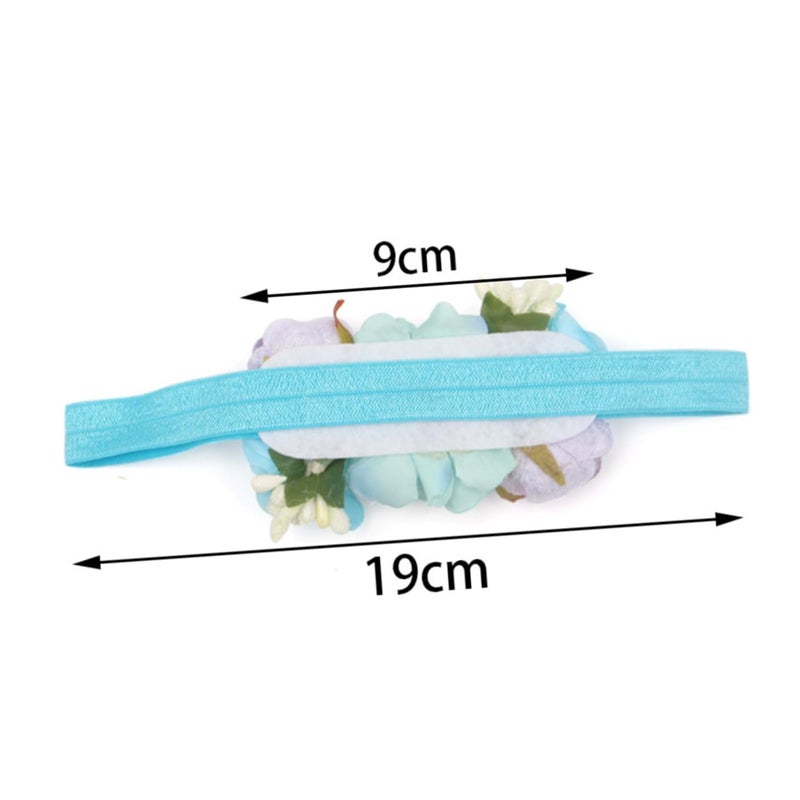 Handmade Flower Headbands Set Of 4 Pink Mint Snow Blue For Girls Photography - Image 3