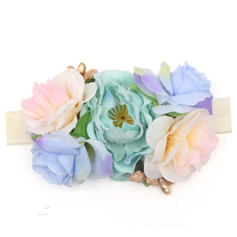 Handmade Flower Headbands Set Of 4 Pink Mint Snow Blue For Girls Photography - Image 5