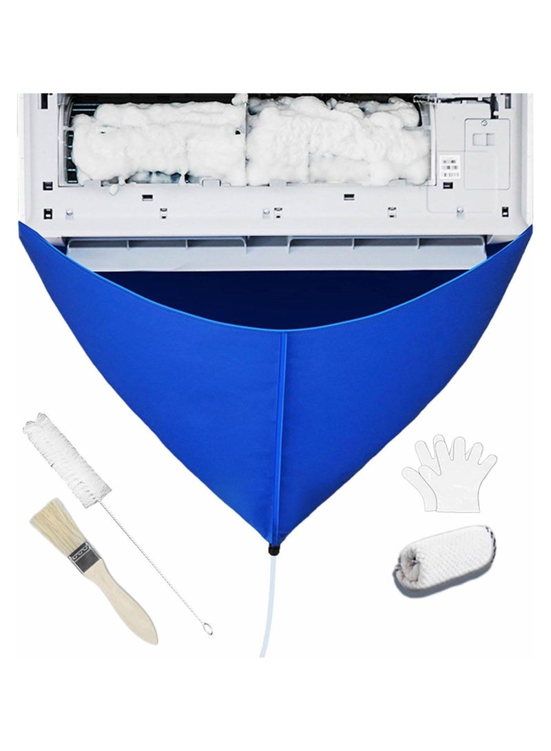 Air Conditioner Cleaning Cover, Leak-Proof Dust Clean Bag with Drain Pipe for Wall-Mounted Unit, Household Accessories Split AC Cleaning for Bedroom, Kid's Room, Study Room - Image 1