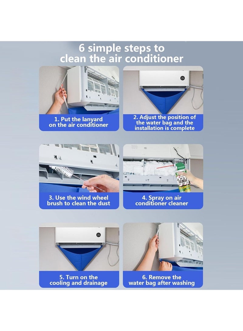 Air Conditioner Cleaning Cover, Leak-Proof Dust Clean Bag with Drain Pipe for Wall-Mounted Unit, Household Accessories Split AC Cleaning for Bedroom, Kid's Room, Study Room - Image 4