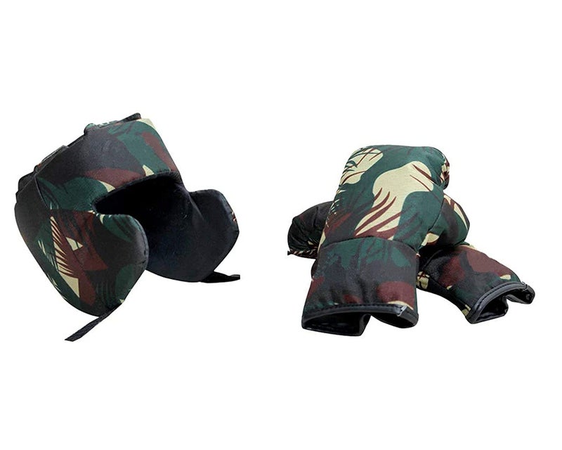 X RON XRON Army Design Boxing Kit Set | 1 Filled Punching Bag, 1 Head Guard, 2 Boxing Gloves | Boxing Training Punching Bag and Gloves for Boys and Girls | 4 to 14 Years Age Group (Set of 4) - Image 2