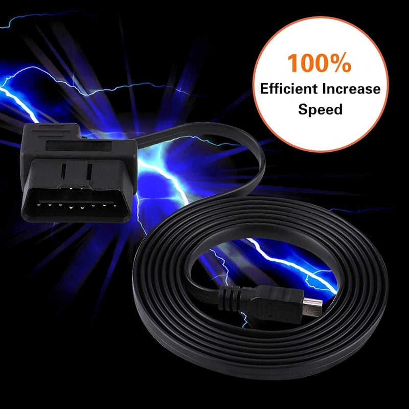 klarako OBD2 USB Cable, 180cm Metal Car OBD‑II OBD2 EOBD 16pin Diagnostic Extension Adapter to Mini USB Cable - Image 2