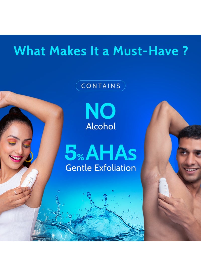 Chemist at Play - Chemist at Play UnderArm Roll On with Lactic and Mandelic Acid, Removes odour, Whitens and Brightens Skin, Kills Bacteria, Exfoliates Underarm, Long lasting Aqua Fragrance, For Women and Men, 40ml - Image 1