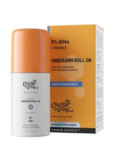Chemist at Play UnderArm Roll On with Lactic and Mandelic Acid, Removes odour, Whitens and Brightens Skin, Kills Bacteria, Exfoliates Underarm, Long lasting Aqua Fragrance, For Women and Men, 40ml