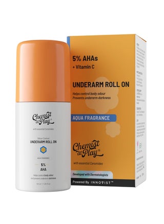 Chemist at Play UnderArm Roll On with Lactic and Mandelic Acid, Removes odour, Whitens and Brightens Skin, Kills Bacteria, Exfoliates Underarm, Long lasting Aqua Fragrance, For Women and Men, 40ml - pzsku/Z8A6BA9B11B0E4ED97F1EZ/45/1746231039/59665bb5-59aa-486f-8f29-b02ad24e34e8